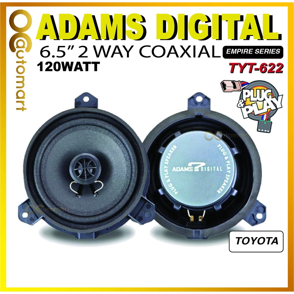 Adams Digital Toyota Plug and Play 6.5"Inch OEM 2 Way Coaxial Car