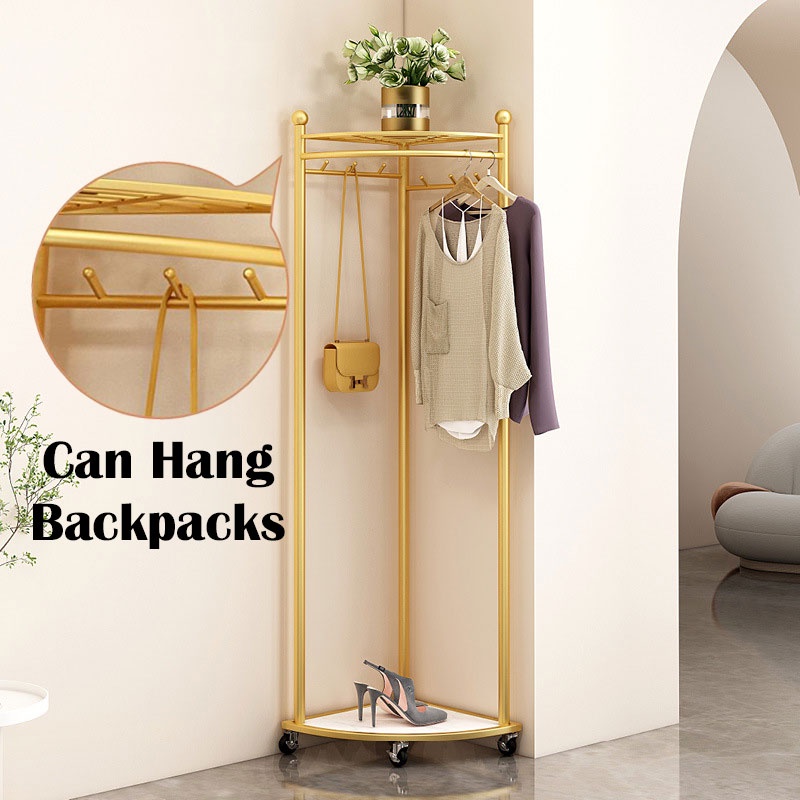 Entryway Clothing Rack Organizer Wheeled Movable Coat Rack with Bottom