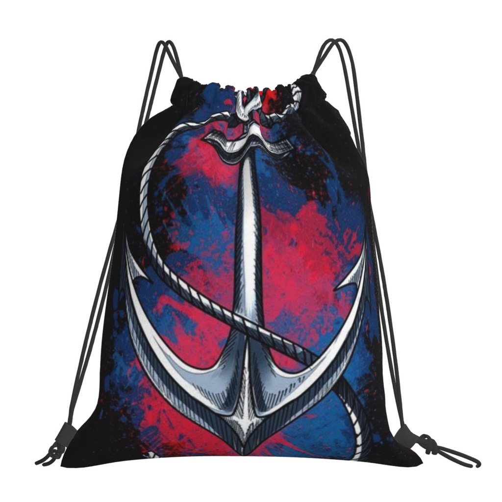 Nautical Anchor Rudder Canvas drawstring bag fitness casual bag fashion ...