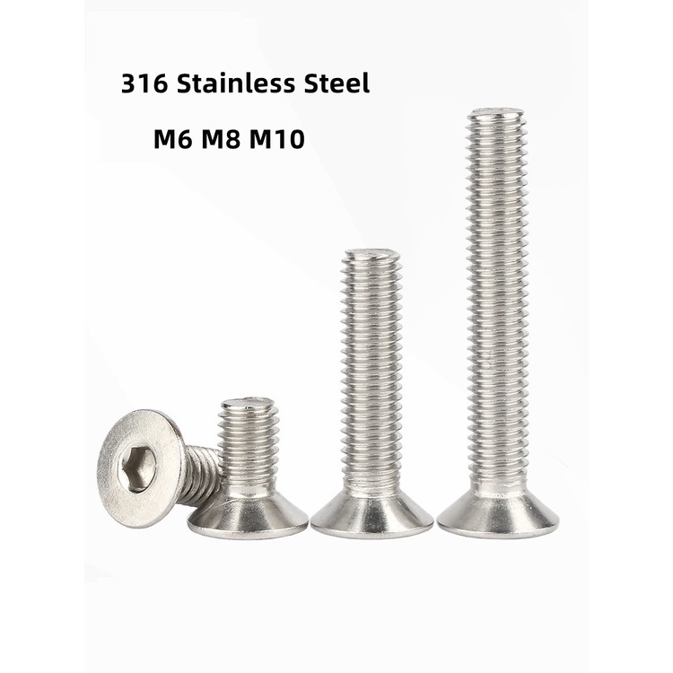 M6 M8 M10 316 A4 Stainless Steel Allen Hexagon Hex Socket Head Flat