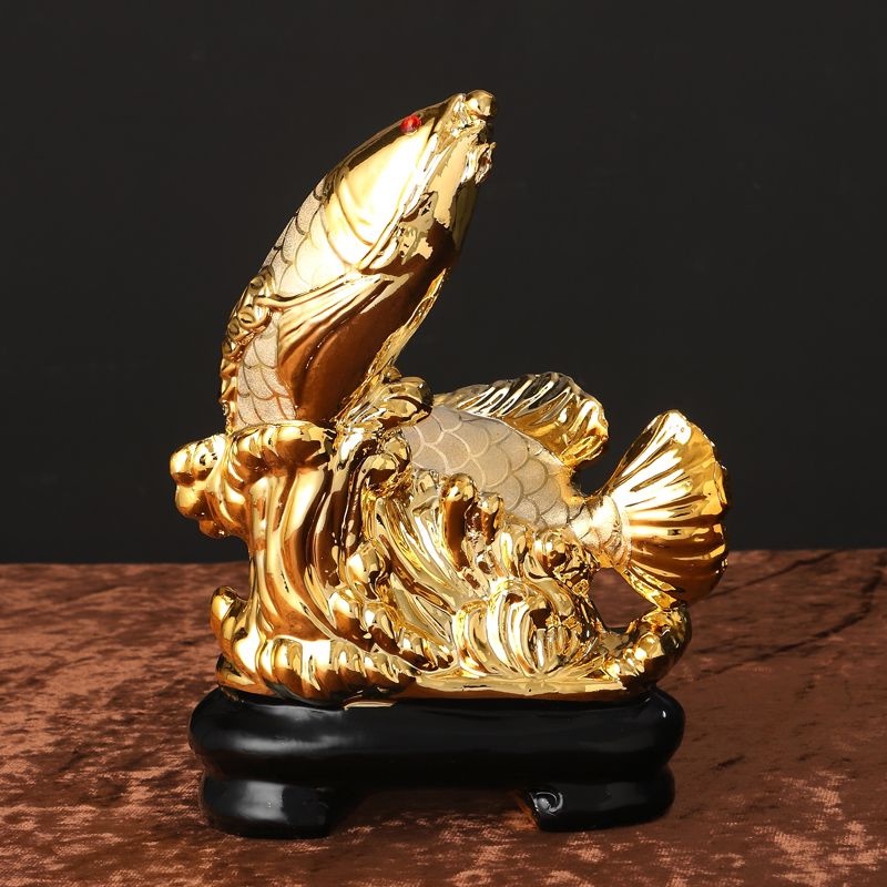 Table Decorations Office Desk Statues Gold Fish Sculptures Home