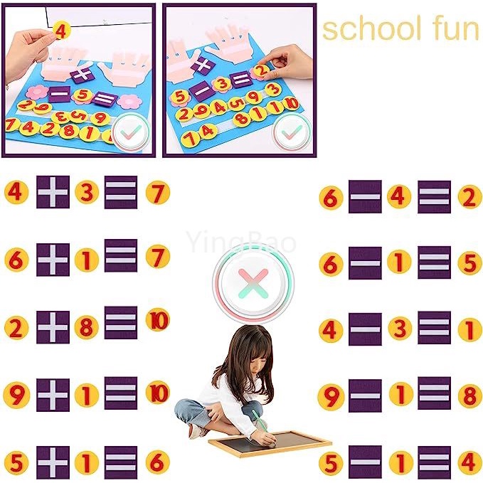 Kid Montessori Toy Felt Finger Numbers Math Puzzle Children Counting ...
