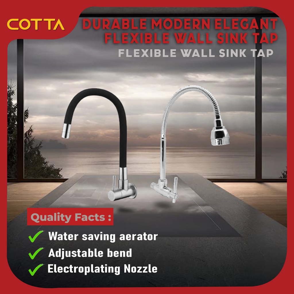 COTTA Flexible Wall Tap Kitchen Faucet Water Tap Kitchen Sink Tap Pala
