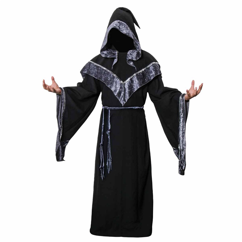 Men Wizard Cloak Priest Outfit Dark Sorcerer Robe Monk Robe Religious ...