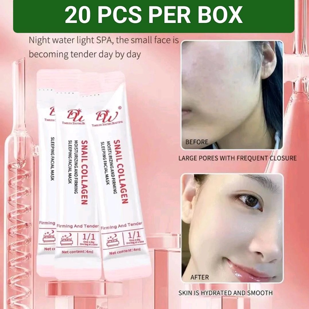 20 pcs one box Collagen whitening sleeping mask mabango snail white