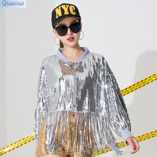 New Style Women's Trendy Solid Color Jacket Short Casual Sequin Small  Jacket For Parties And Nightclubs