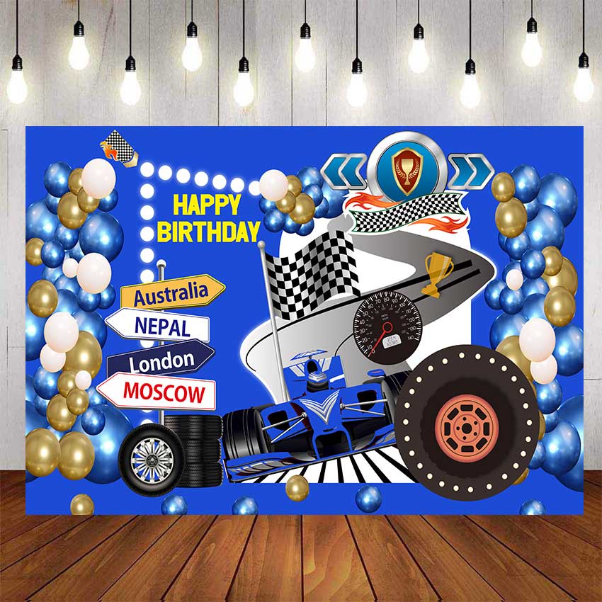 Race Car Birthday Backdrop For Photography Baby Shower Kids Children ...