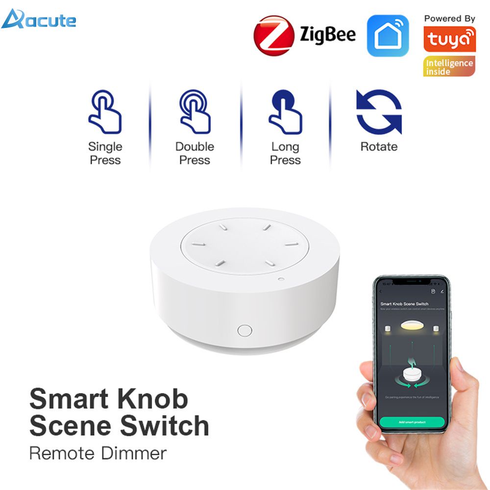 New Tuya Zigbee Smart Knob Switch Wireless Scene Switch Button