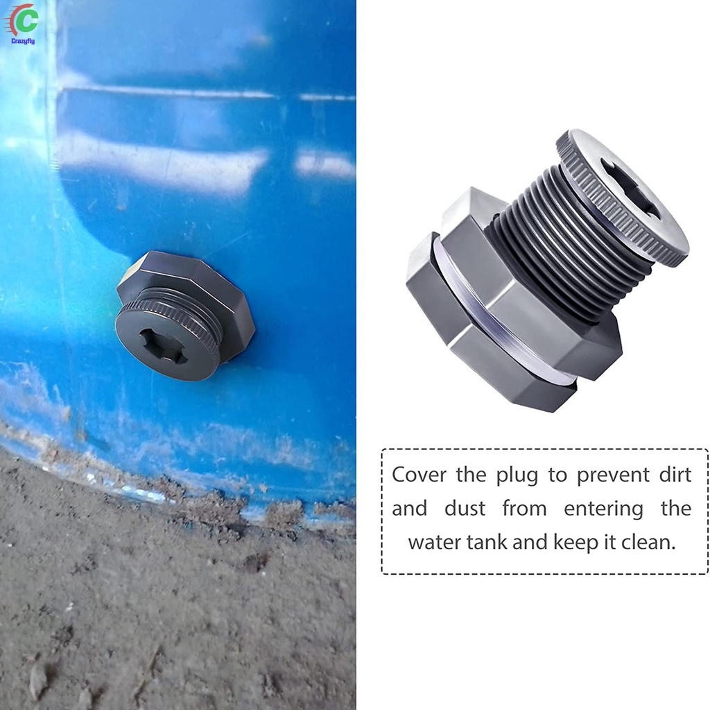 3/4 Inch Bulkhead Fitting with Plugs Great Sealing PVC ThruBulk