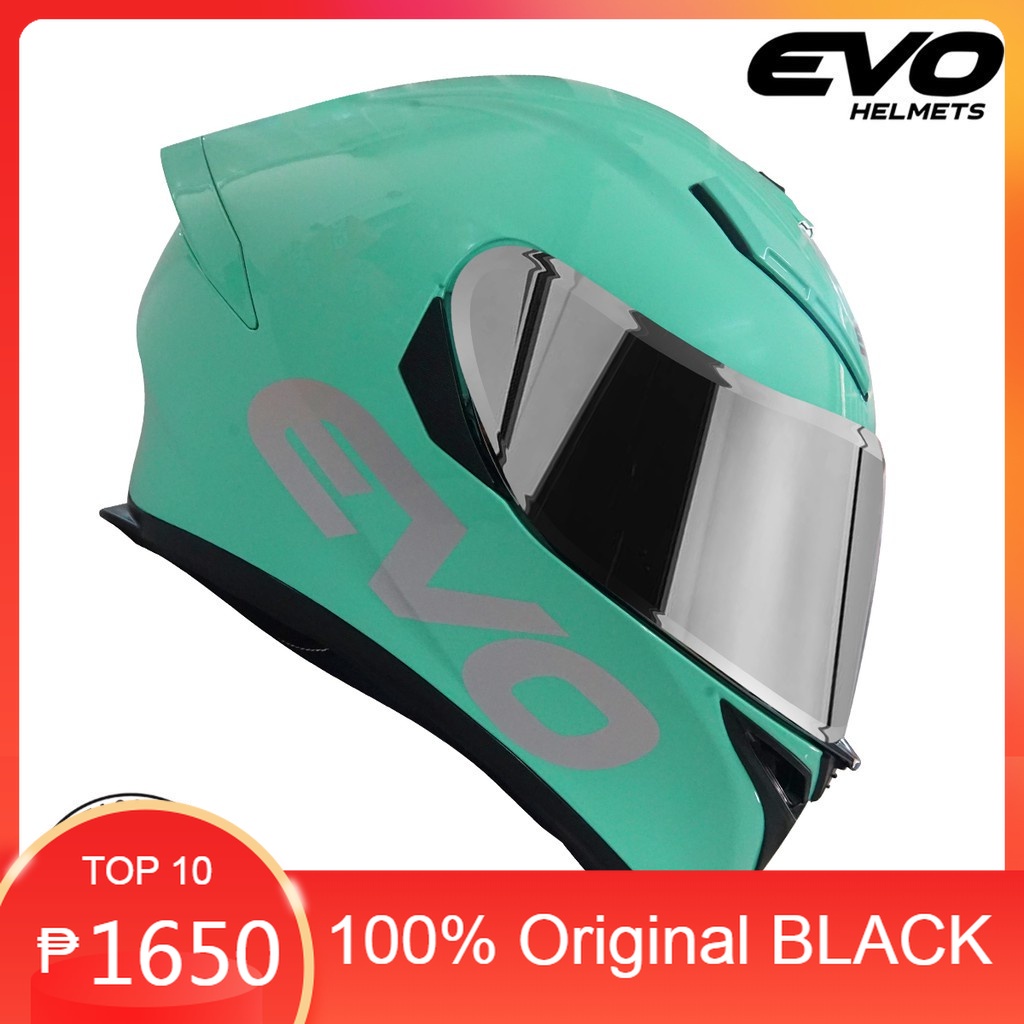 EVO GSX 3000 Plain V2 Turquoise Blue Full Face Dual Visor Helmet with