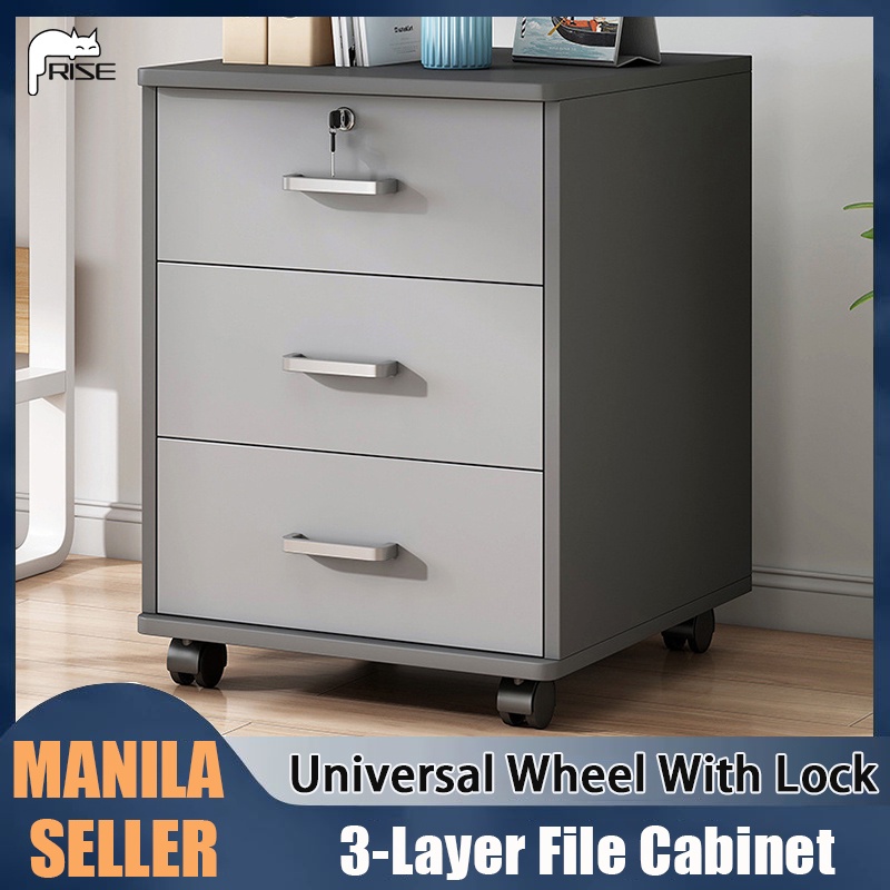 RISE 3Layers File with Lock Wood Office Storage with