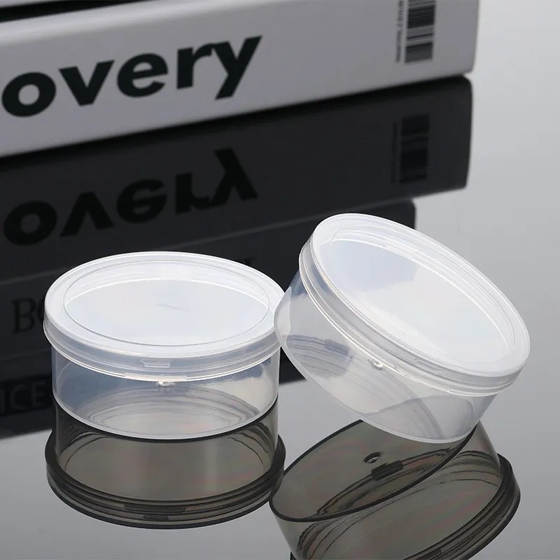 Powder puff storage box case transparent round plastic box with lid