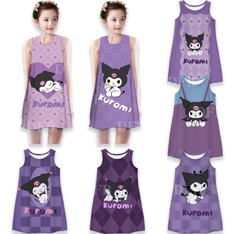 Kuromi 2023 Girls' Dress Fashion Print Girls' Dress Korean Version