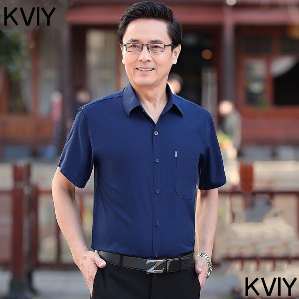 Casual Shirts For Middle Aged Elderly Men Grandpa Years Old Summer Shirts Half Sleeve Ice Silk