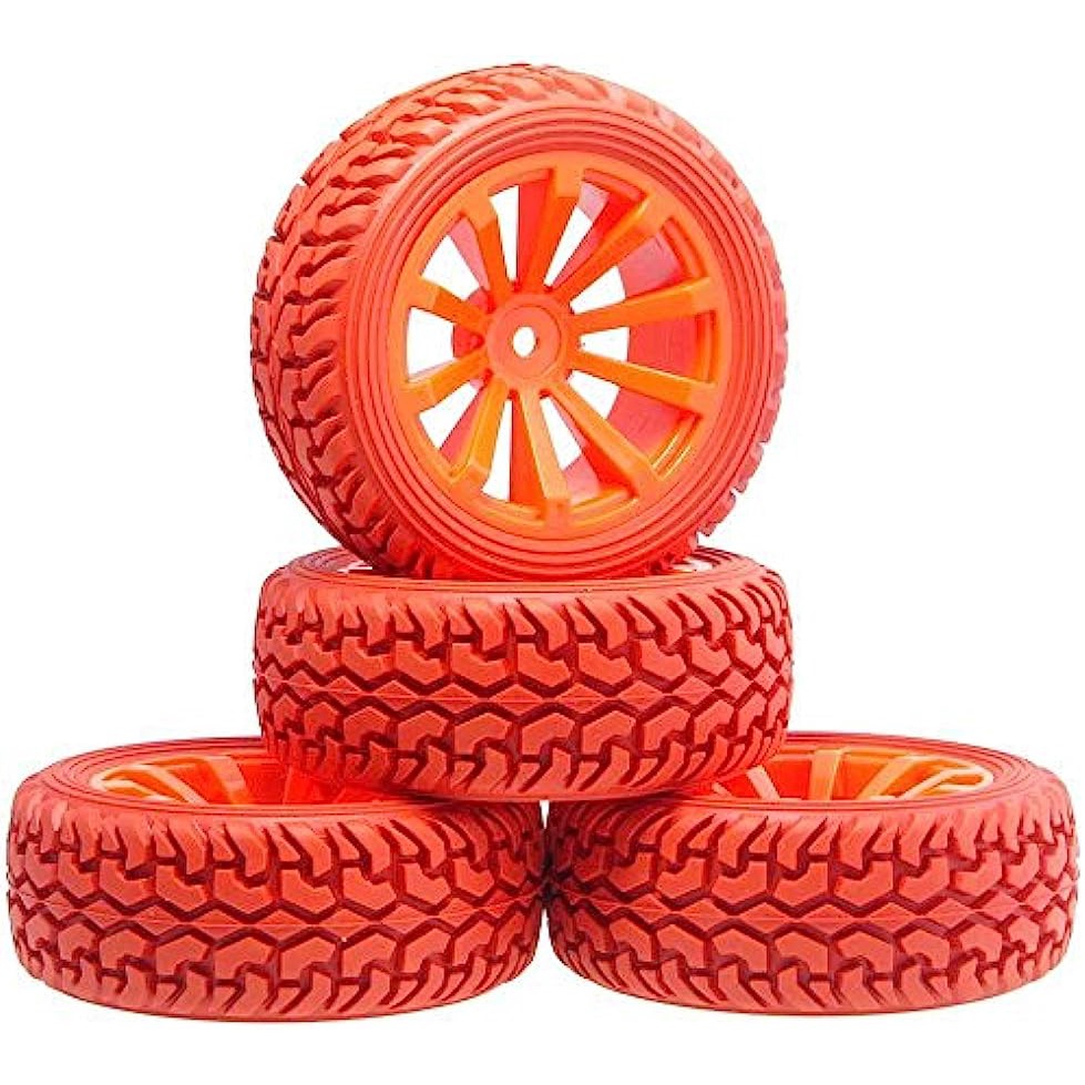 RC 604-8019R Rubber Tires & Plastic Wheel Rims 4P for HSP HPI 1/10 On ...