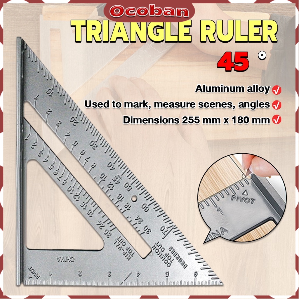 Ocoban Triangle Ruler Aluminum Alloy Speed Protractor Square Miter ...