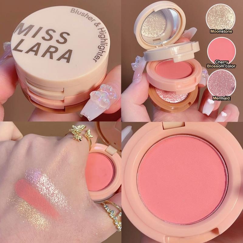 3 In 1 Matte&shimmer Highlighter Blush Palette Pearly Blush Shiny ...