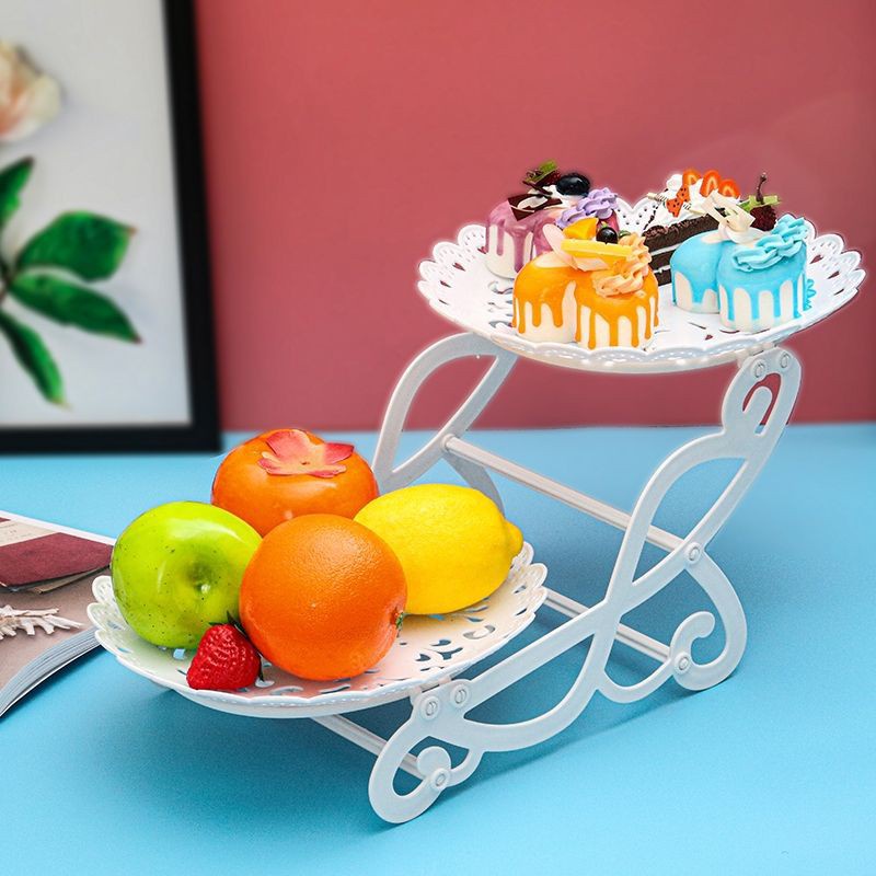 Double Deck Dessert Table Display Rack Cake Stand Cupcake Pastry Cookie ...