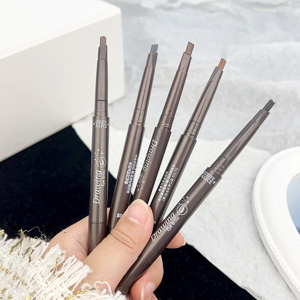 EDUTE ALICE Double Head Smooth Waterproof Eyebrow Pen/ Natural Black ...