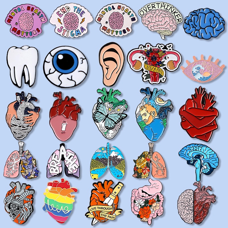 50 Styles Medical Anatomy Lapel Brooch Organ Heart Respiratory ...