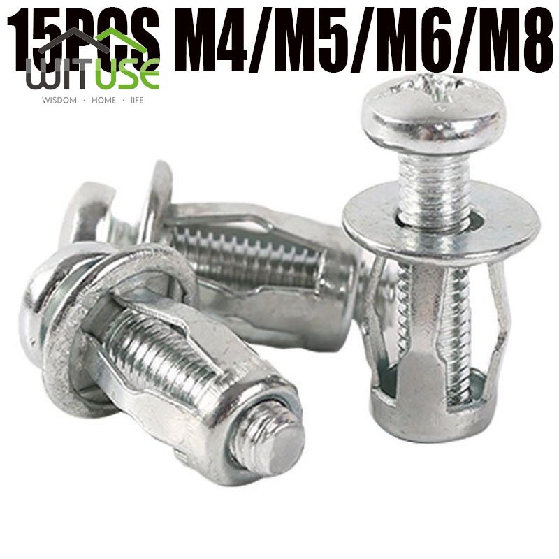 15pcs M4 M5 M6 M8 Petal Rivet Lock Nuts with Screw Fixed License Plate