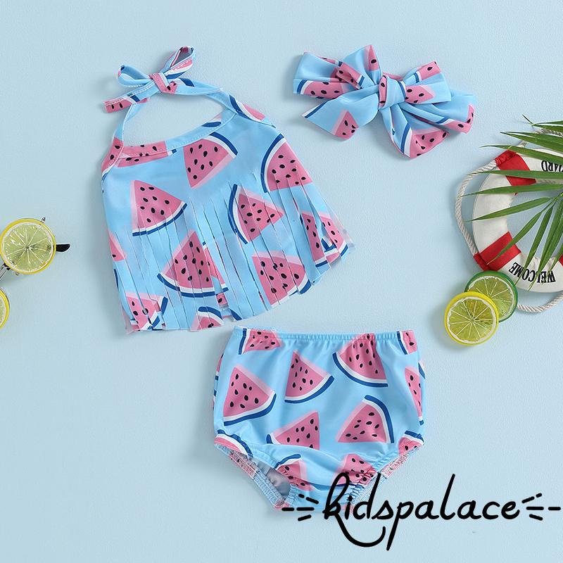 BbQ-Infant Baby Girl Bikini Tassel Watermelon Print Swimsuit 3 Pieces ...