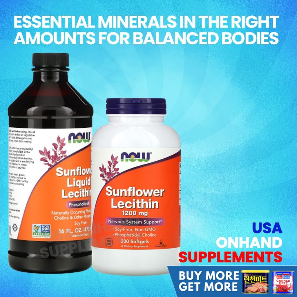 USA Onhand Now Foods Sunflower Lecithin, 1,200 mg, 200 Softgels