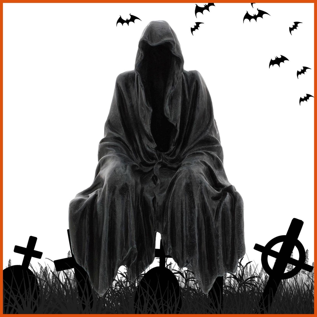 Grim Reaper Decor The Creeper Reaper Sitting Statue Creepy Halloween ...