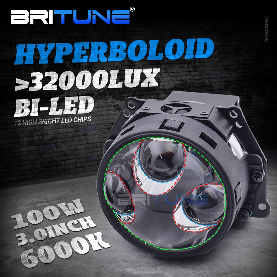 BRITUNE 100W Matrix LED Projector Headlight Retrofit 3.0" Hyperboloid