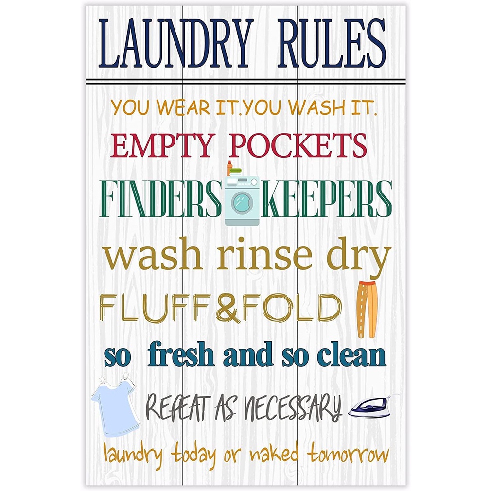 Bluegala Laundry Rule Poster Bathroom Wall Decoration Modern Laundry ...