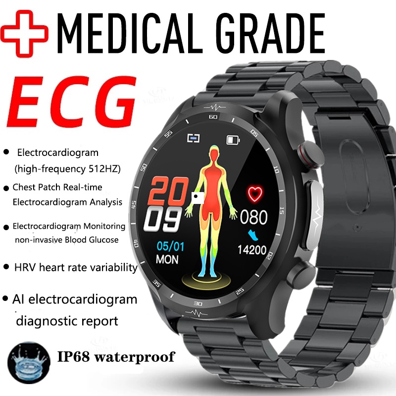 E430 Smart Watch Men Healthy Blood Pressure Blood Sugar ECG+PPG Precise  Body Temperature Heart Rate Monitor Sports bracelets HRV Smartwatch