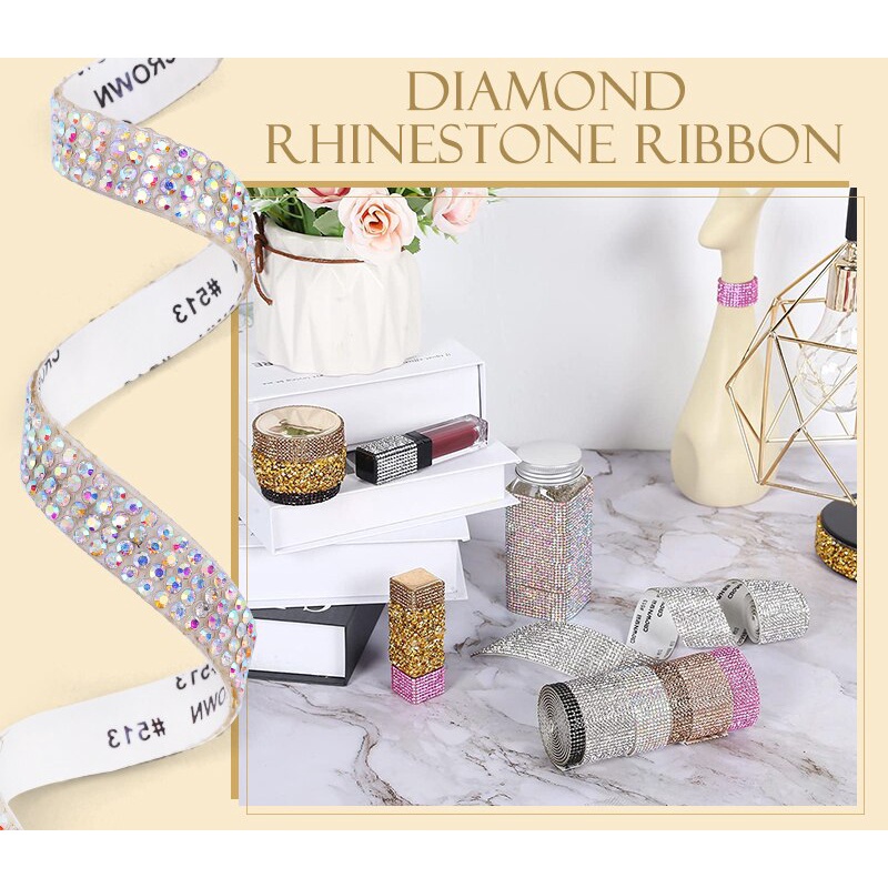 1Yard 91cm Self Adhesive Crystal Rhinestone Diamond Ribbon Glitter ...