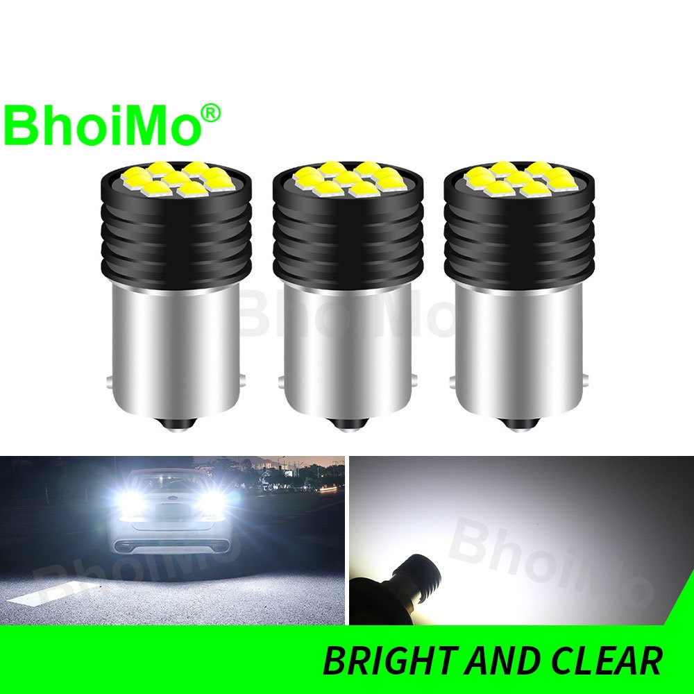 Pair Of White LED Bulbs - P21W Ba15s 1156 Size, 12V, Perfect For Brake/Reverse Lights