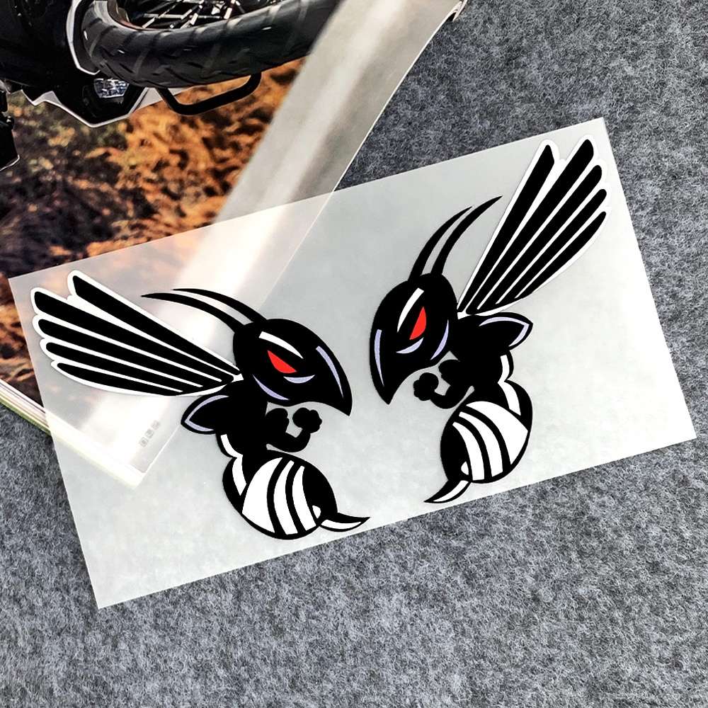 Reflective Angry Bee Honeybee Motorcycle Sticker JDM Cartoon Motocross ...