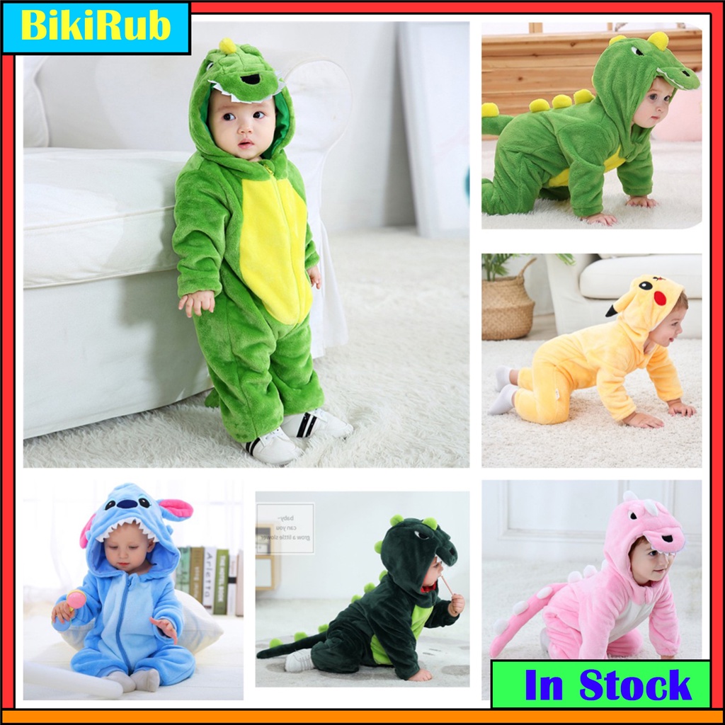 Baby Kigurumi Dinosaur Pikachu Stitch Cartoon Romper Infant Kids Animal ...