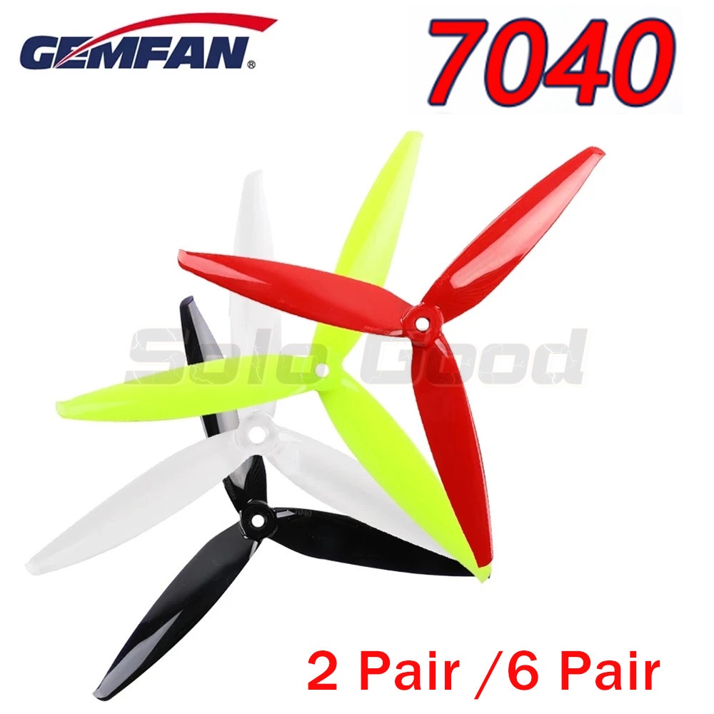 2 Paires D'hélices GEMFAN 7040 7" 3 Pales - CW Et CCW - Pour Moteurs RC Drone 2206 à 2407