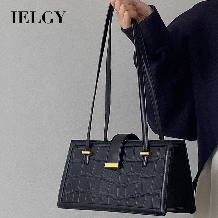 IELGY Crocodile Pattern Black Underarm Bag Women s Niche Design Large Capacity Commuter Shoulder Bag Shopee Philippines