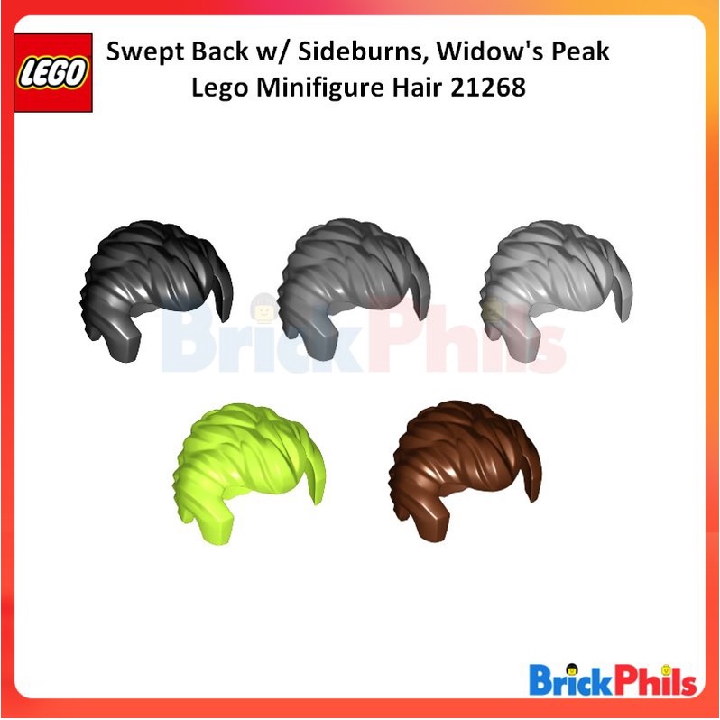 Lego Minifigure Hair 21268 Swept Back w/ Sideburns, Widow's Peak