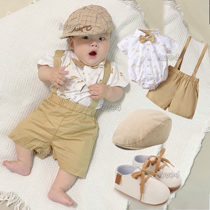 Baptismal Clothes for Baby 6 12 Months Boy Khaki Suits Set Gentleman