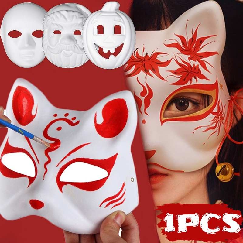 Horror Blank Full Face Pulp Graffiti Mask Japanese Cosplay Animal DIY ...