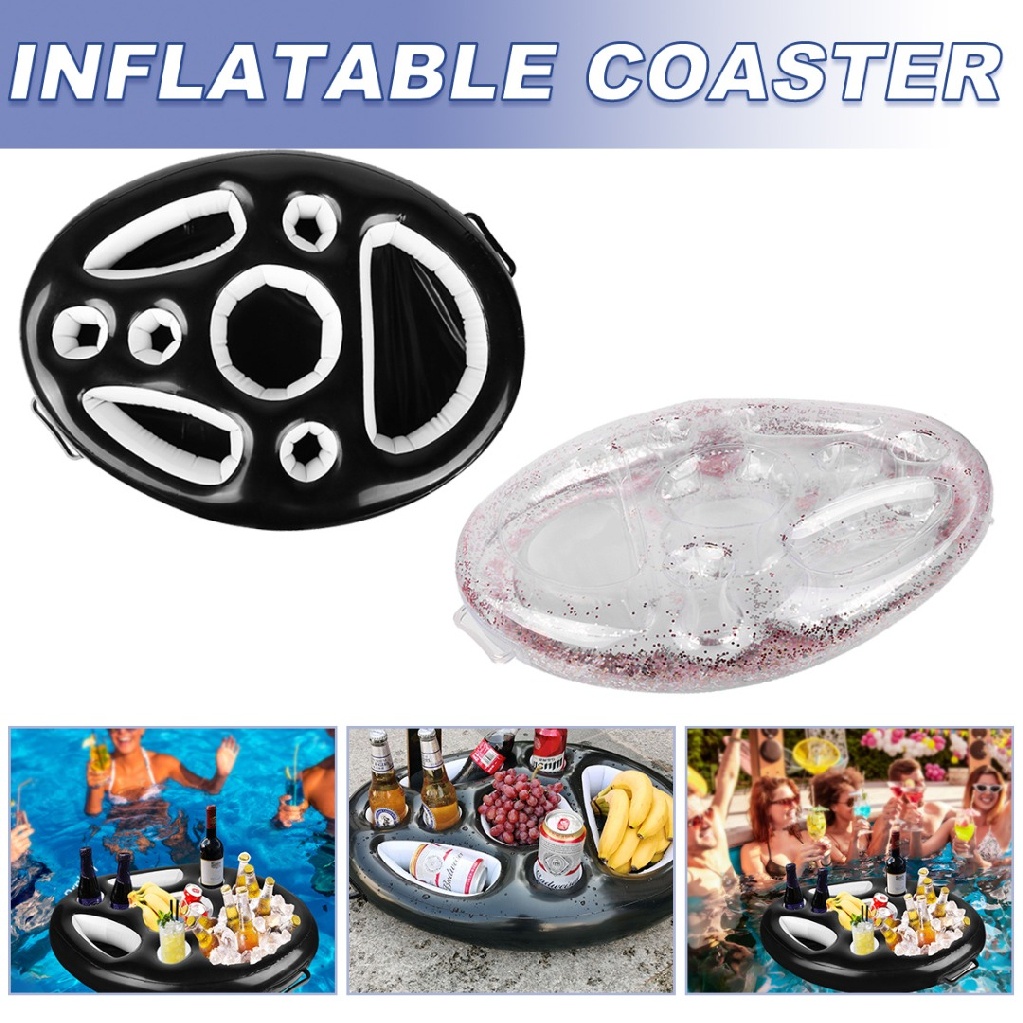 PVC Inflatable Pool Float Beer Drink Cup Holder Party Fun Beverage Tray