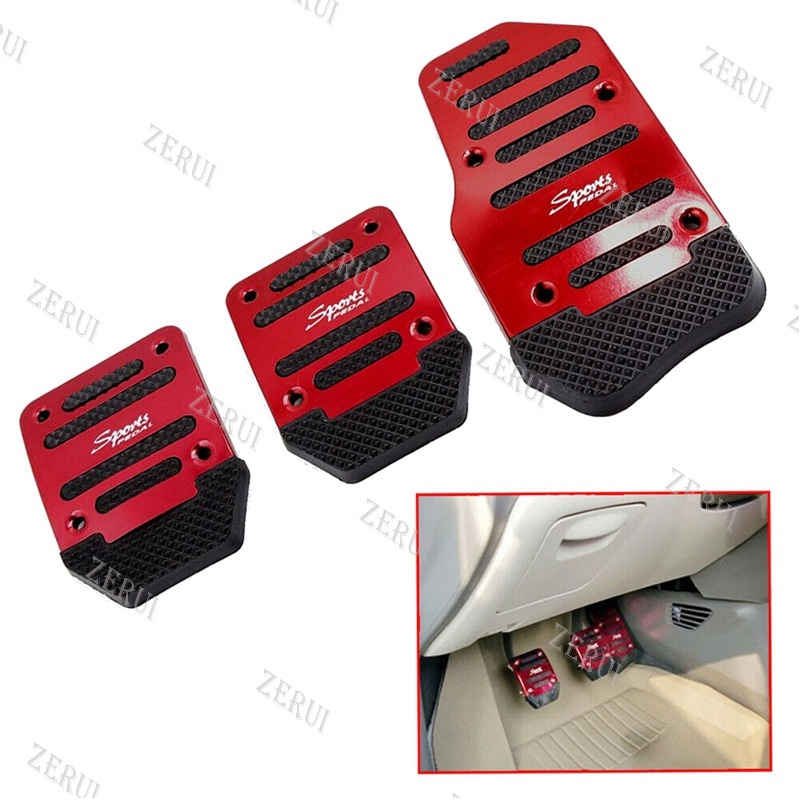 Sparco Universal Aluminum + Rubber Car Pedal Cover Set Foot Pads