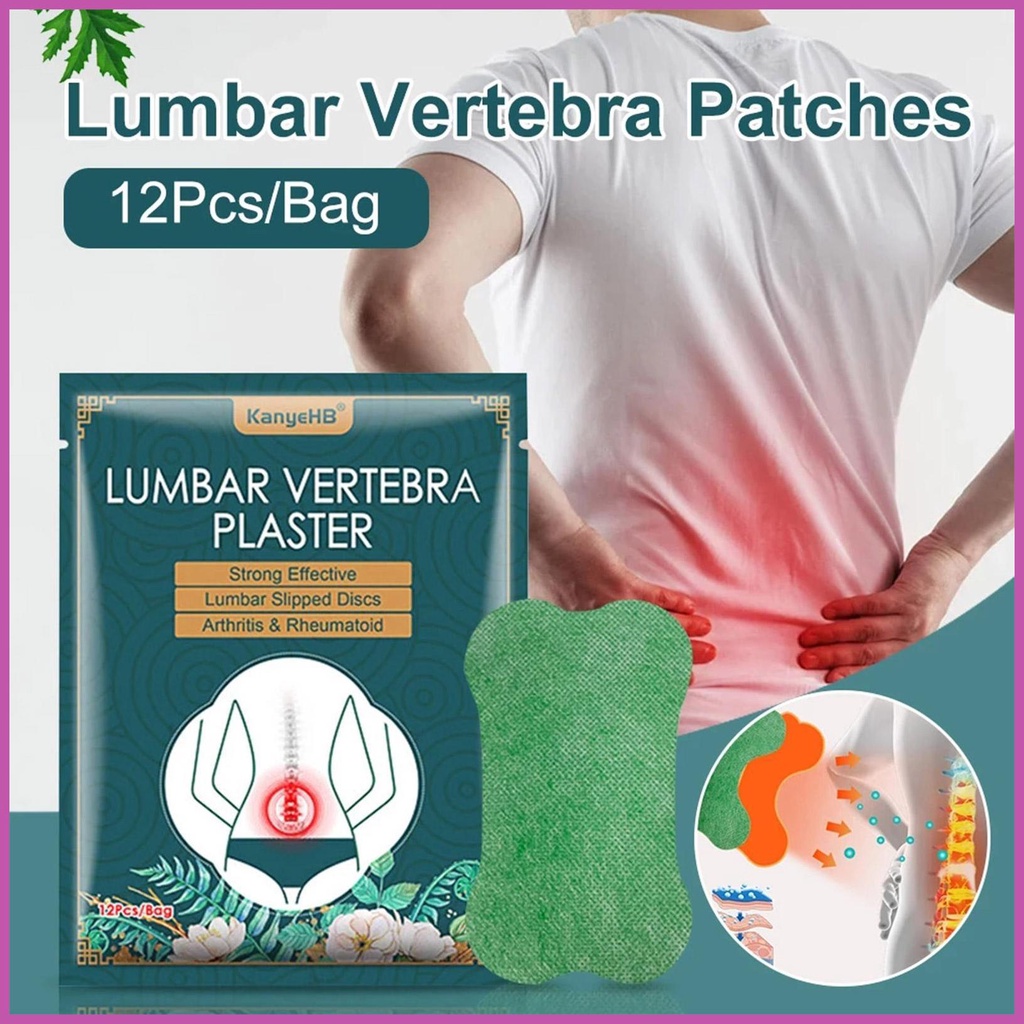 12pcs Lumbar Spine Patch Back Neck Knee Pain Relief Wormwood Patch ...
