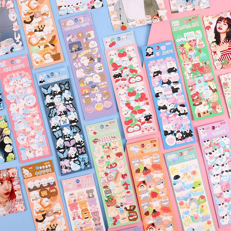 20/40/60/100 Sheets Kawaii Random Cartoon Glitter Stickers Student ...