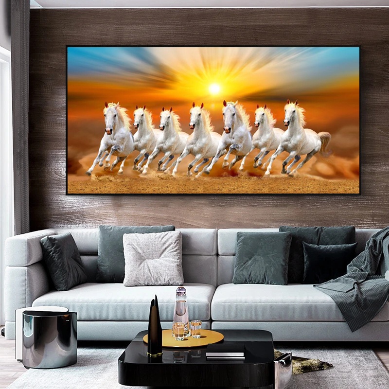 Seven Running Horses Animal Art Canvas Painting Artwork Wall Art For ...