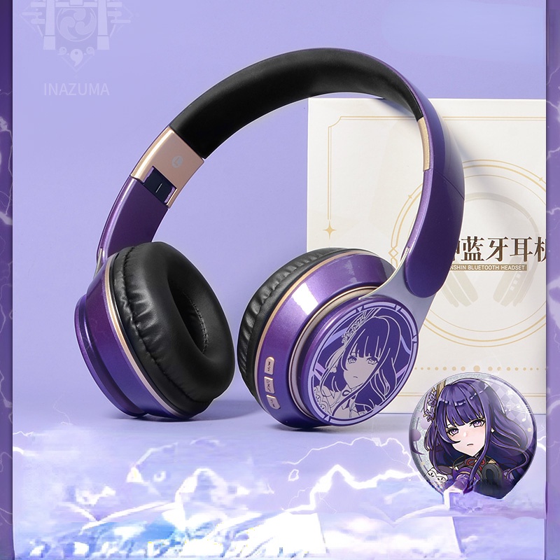 Genshin Impact Cosplay Headphone Raiden Shogun Cartoon Wireless ...