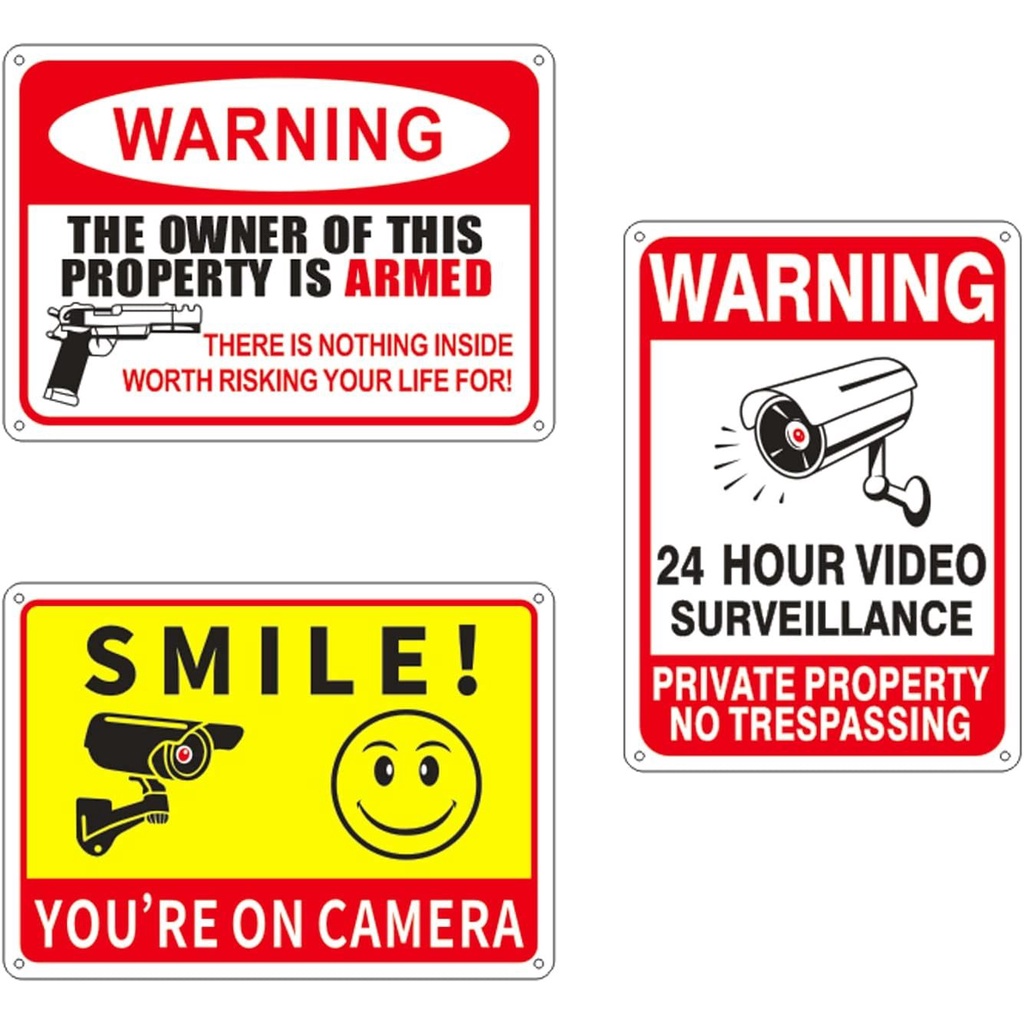 Smile You' are on Camera Sign 3 Pack - Warning The Owner Of This ...