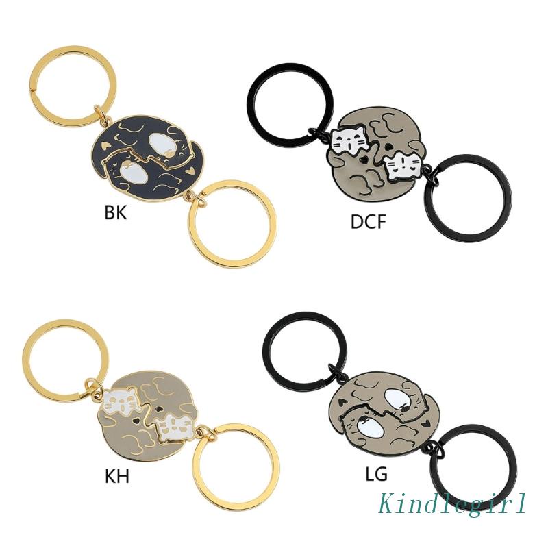 KING Cat Otters Keyring Couple Matching Puzzle Keychain Key-Tags for