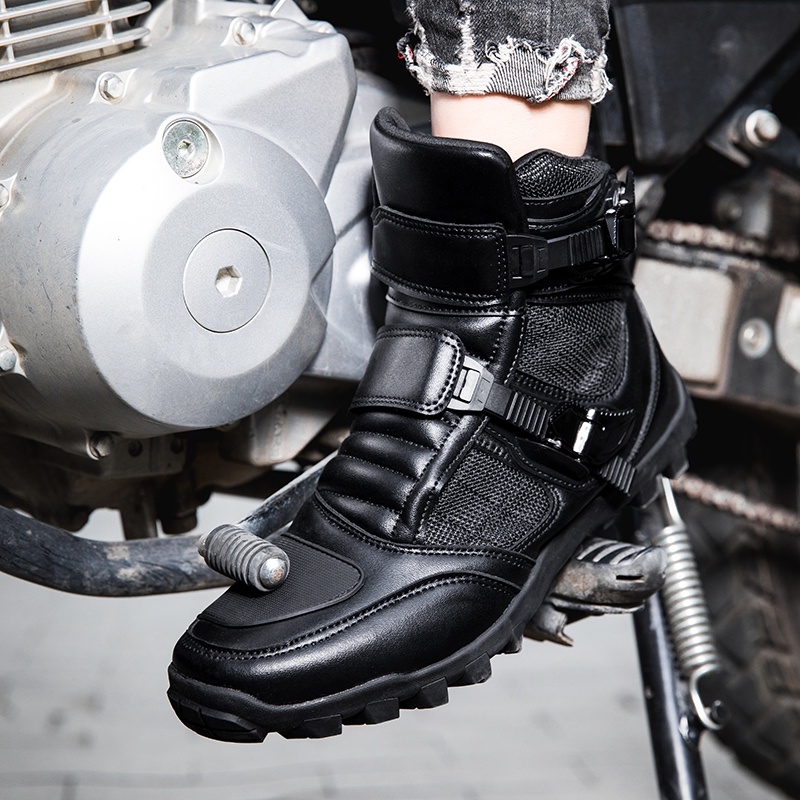 men retro leather motorcycle rider boots shoes