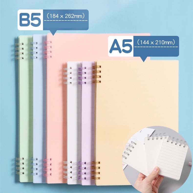 B5/A5/A7 Simple style inspired Line Loose Leaf Binder Spring Notebook ...